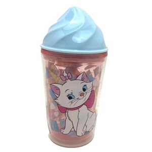 Disney Marie Aristocats Tumbler Plastic‎ Cup Ice Cream Lid No Straw